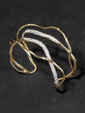 BRAND NEW Alexis Bittar Solanales 14k Gold and Crystal Intertwined Cuff Bracelet
